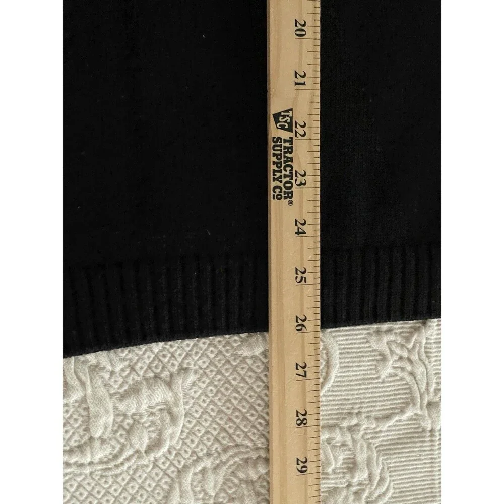 Tulliano Qtr Button Pullover Black Sweater Decorative Stitch Large 42